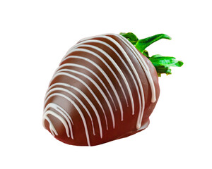 Chocolate coated strawberry in transparent background