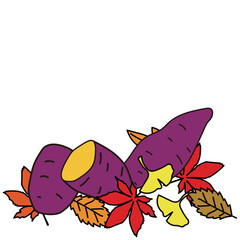 落葉の中のさつまいも