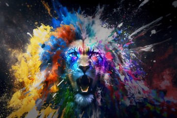 colorful lion art