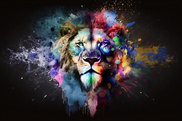 colorful lion art