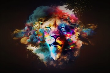 colorful lion art