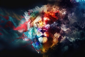 colorful lion art