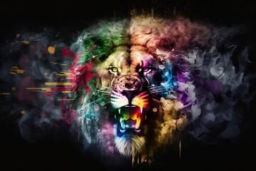 colorful lion art