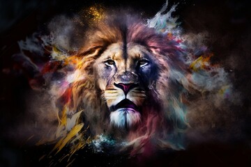 colorful lion art