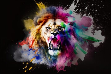 colorful lion art