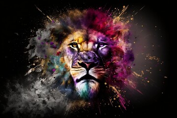 colorful lion art