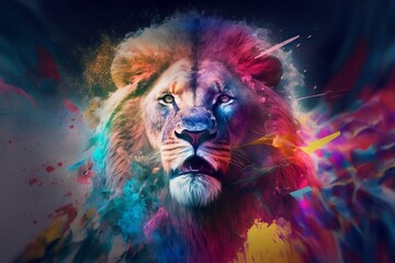 colorful lion art