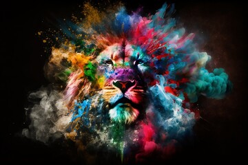 colorful lion art