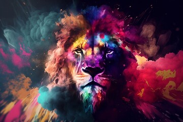colorful lion art
