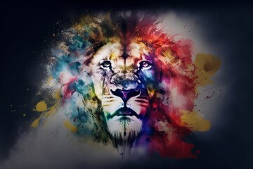colorful lion art