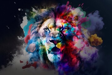 colorful lion art