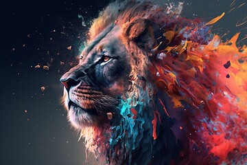 colorful lion art