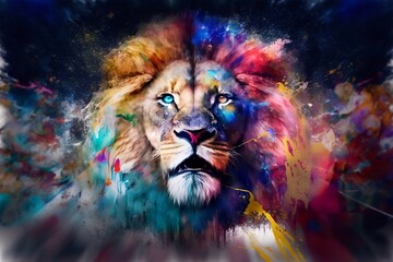 colorful lion art
