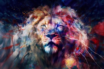 colorful lion art