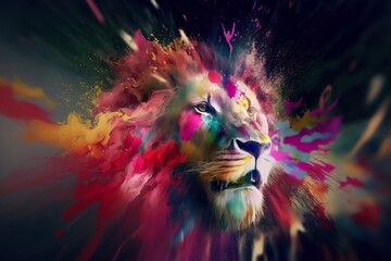 colorful lion art