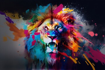 colorful lion art