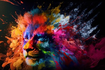 colorful lion art