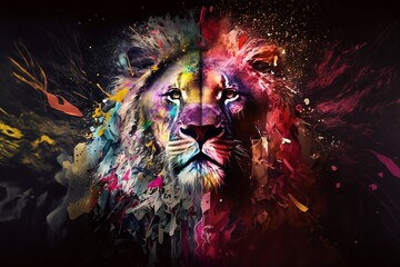 colorful lion art