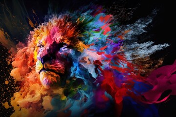 colorful lion art