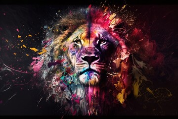 colorful lion art