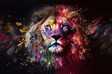 colorful lion art