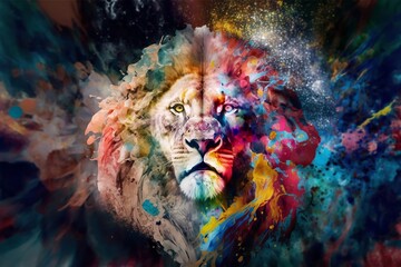 colorful lion art
