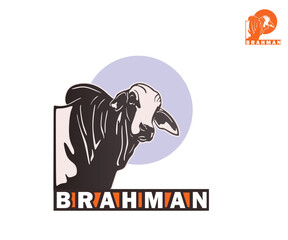 GREAT BRAHMAN BULL HEAD LOGO, silhouette of big cattle face vector illustrations