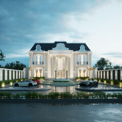 3D Render Classic House Design