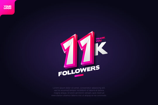 celebration of 11k followers with realistic 3d number on dark background