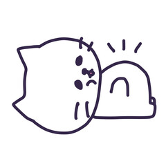 お腹いっぱいになって横になっているかわいい白い色の子猫のイラスト