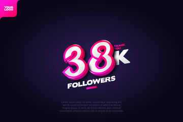 celebration of 38k followers with realistic 3d number on dark background
