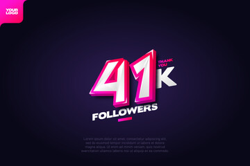 celebration of 41k followers with realistic 3d number on dark background