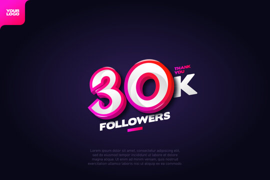 celebration of 30k followers with realistic 3d number on dark background