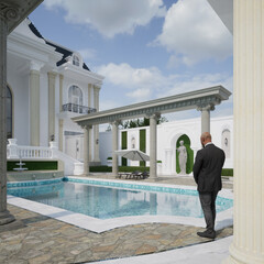 3D Render Classic House Design