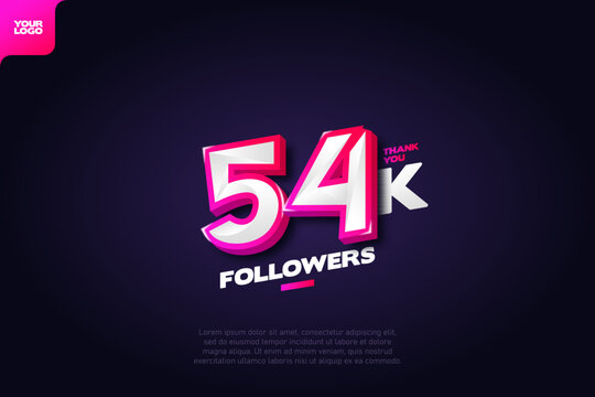 celebration of 54k followers with realistic 3d number on dark background