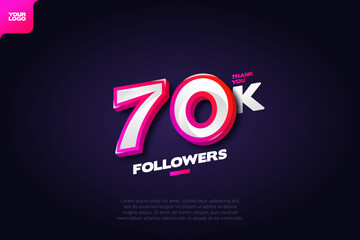 celebration of 70k followers with realistic 3d number on dark background