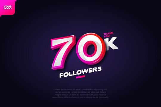 celebration of 70k followers with realistic 3d number on dark background