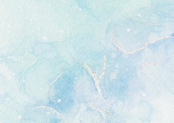 Abstract art blue watercolor stains background on watercolor paper textured for design templates invitation card