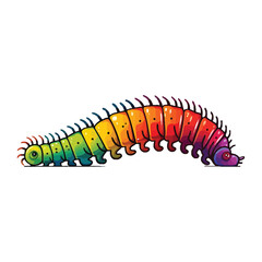 Fototapeta premium Curious Crawler: Adorable 2D Centipede Artwork