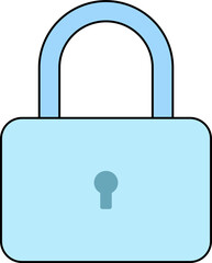 Vector illustration of Pastel Blue Closed Padlock with a Key Hole icon