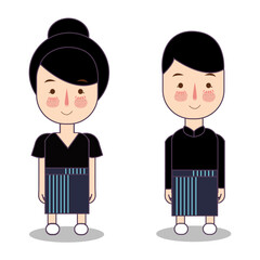 black color traditional dress native ammatoa tribe form indonesia south sulawesi boy and girl couple costume apparel nationality