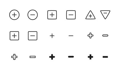 プラスとマイナスのアイコンセット/プラスボタン/マイナスボタン/イラスト/ベクター/要素/マーク