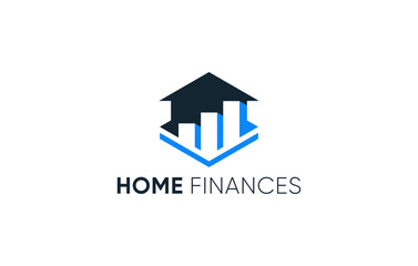 financial house negative space graphic logo design