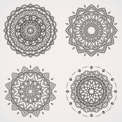Flower Mandala Set with Ornaments. suitable for henna, tattoos, photos, coloring books. islam, hindu,Buddha, india, pakistan, chinese, arab