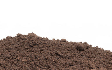 Side view. Loose soil on white background