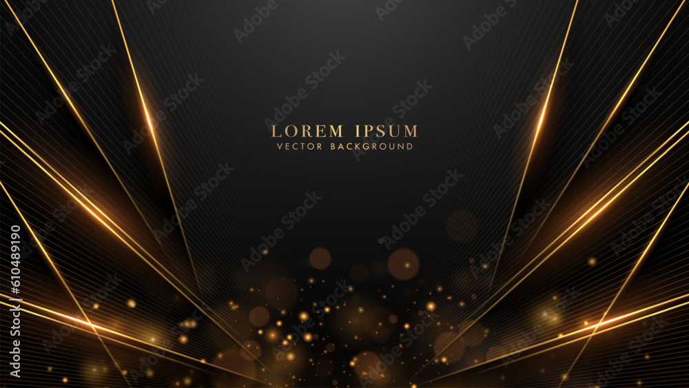 Canvas Prints diagonal golden lines with shiny dots effects and bokeh element decoration on black background. luxu