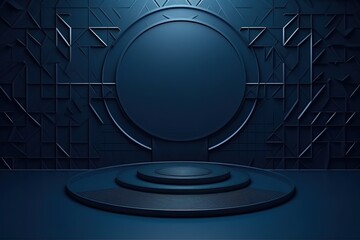 Obraz premium abstract geometric forms, black and blue luxury podium for your design, empty scene for product presentation