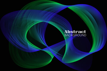 Abstract background with dynamic linear waves. Vector illustration in flat minimalistic style. isolated on dark background.