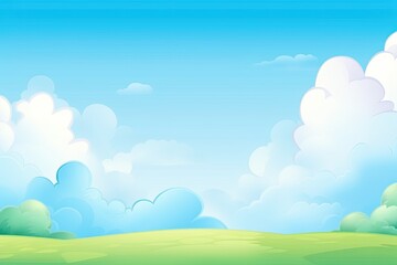 Obraz na płótnie Canvas serene countryside with fluffy white clouds in the blue sky Generative AI
