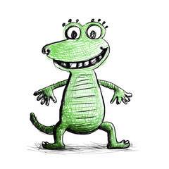 Drawing Crocodille cartoon character